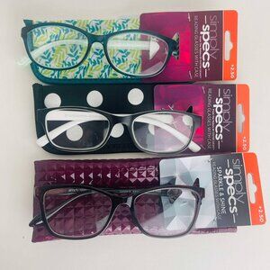 RG0320 Lot of 3 Simply Specs Sparkle Shine Readers Women Reading Glasses +2.50